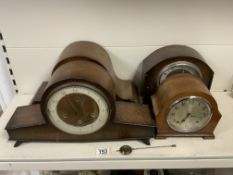 VINTAGE OAK CASED MANTEL CLOCKS, SMITHS AND MORE