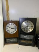 TWO VINTAGE WALL CLOCKS WITH CALENDAR 8 DAYS 24 X 42.5CM