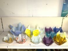 COLLECTION OF GLASS HANDKERCHIEF BOWLS