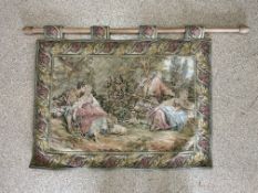 VINTAGE TAPESTRY IN A PASTORAL SCENE 67 X 92CM