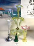 VINTAGE GLASS EPERGNES AND MORE - TALLEST 43CM APPROX