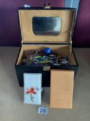 MIXED VINTAGE COSTUME JEWELLERY INCLUDES HARRODS JEWELLERY BOX