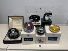 BOXED CAITHNESS AND LANGHAM GLASS PAPERWEIGHTS