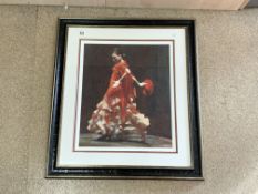 EL SOMBRERO ROJO (THE RED HAT) GICLEE PRINT ON ETCHING PAPER (COA) FRAMED AND GLAZED 94 X 84CM