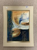 MIXED MEDIA ABSTRACT ON PAPER (SONATA I) RORY J BROWNE, RARE MUSICIAN, 53 X 69CM