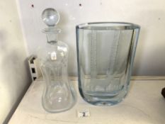HOLMEGAARD DIMPLE DECANTER WITH STROMBERG SHYTTAN ETCHED VASE