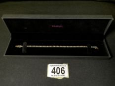 A STERLING SILVER AND DIAMOND SET BRACELET, CLASP STAMPED 'S925' 'D0.03CT', TOTAL WEIGHT 8 GRAMS