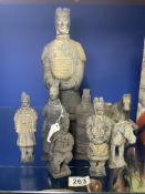 VINTAGE TERRACOTTA FIGURES AND HORSES