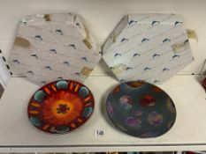 TWO BOXED POOLE POTTERY PLATES