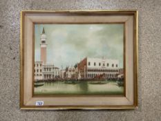 G.VITALI (1929-2018) OIL ON CANVAS, VENETIAN CANAL SCENE WITH GONDOLAS, SIGNED 39 X 49CM