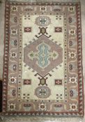 VINTAGE TURKISH MILAS RUG HAND KNOTTED WOOL 225 X 151CM