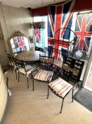 MOSAIC TILED TOP TABLE WITH MATCHING FOUR CHAIRS AND MATCHING SHELF UNIT