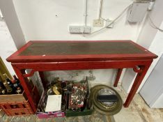 ANTIQUE CHINESE RED LACQUERED ALTAR TABLE 151 X 52 X 101CM
