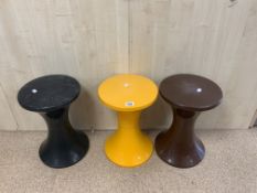 THREE 1970S TAM TAM STOOLS, BY HENRY MASSONNET FOR STAMP SIGNED UNDERNEATH 44CM