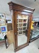 VICTORIAN ROSEWOOD LINEN CUPBOARD WITH MIRRORED DOOR 112 X 207 X 54CM
