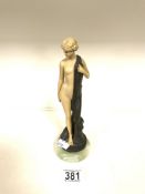 AN ART DECO CELLULOID AND BRONZE FIGURE AFTER FERDINAND PREISS OF A SEMI-NAKED LADY, HEIGHT 21.5CM