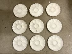 NINE VINTAGE CERAMIC OYSTER PLATES - APPROX 24 CM / 9.5 INCH DIAMETER