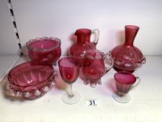 QUANTITY OF VICTORIAN CRANBERRY ART GLASS