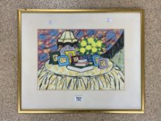 MARY CARLSON SIGNED WATERCOLOUR FRAMED AND GLAZED 60 X 49CM