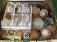 LARGE QUANTITY OF MAINLY ONYX RELATED ITEMS, GOBLETS, DICE, BALLS / GLOBES AND MORE