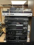 VINTAGE TECHNICS STEREO SYSTEM WITH RECORD DECK AND PIONEER DVD PLAYER