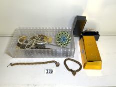 MIXED VINTAGE COSTUME JEWELLERY, CARTIER LIGHTER, INCLUDES SILVER