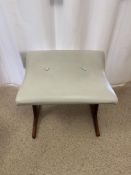 MID CENTURY STOOL IN CREAM LEATHER