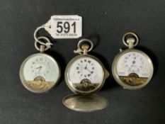 A STERLING SILVER CASED FOB WATCH, WITH IMPORT MARKS FOR LONDON 1911, A CONTINENTAL SILVER CASED FOB