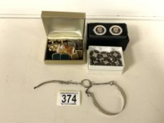 A SET OF SIX ENAMELLED OPENWORK BUTTONS, A PAIR OF SEAL OF THE PRESIDENT OF THE UNITED STATES