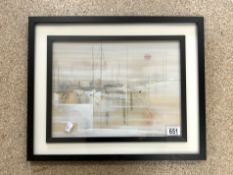 GERALD PARKINSON (1959) WATERCOLOUR AND GOUACHE (RIVER MIST) FRAMED AND GLAZED 53 X 43CM