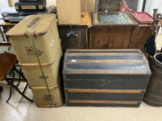 DOME TOP WOODEN BOUND CHEST WITH BENTWOOD CHEST