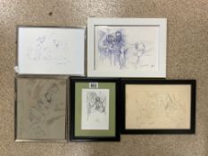FIVE HARRY CARMEAN SKETCH PRINTS