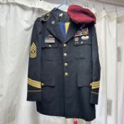 A NO 1 U.S ARMY BLUE SERVICE DRESS UNIFORM; JACKET, TROUSERS AND BERET, 502ND AIRBORNE COMMAND