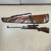 A WEBLEY & SCOTT .22 AIR RIFLE, WITH CASE AND SCOPE