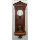 A Vienna Empire style wall regulator with walnut veneered case by Lenzkirch, the eight day two