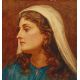 Helen Thornycroft watercolour and gouache portrait of a lady wearing a head cover in the original - Image 2 of 2