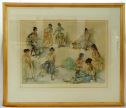 William Russell Flint framed and glazed polychromatic print titled Variations, signed bottom right