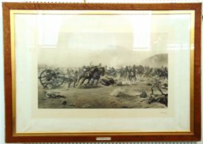 Major Godfrey Douglas Giles framed and glazed photogravure monochromatic image titled Saving Guns at