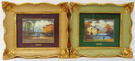 B. Garino a pair of framed and glazed oil paintings of Italian landscapes, signed bottom left,