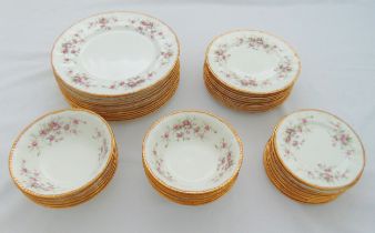 Royal Albert Victoriana Rose part dinner service to include plates and bowls (48)
