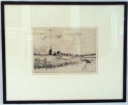 Sir Frank Short RA, RI, PRE. 1857-1945 framed and glazed monochromatic etching titled Marsh