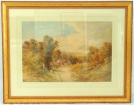 S. J. Bowers framed and glazed watercolour of a country landscape, signed bottom left, 35 x 52cm