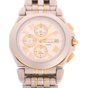 SEIKO - a gold plated stainless steel chronograph alarm calendar bracelet watch, ref. 7T62-0EW0,