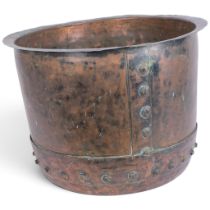 A 19th century riveted copper boiler/planter, diameter 43cm, H36cm