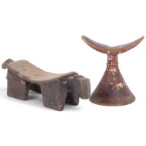 2 Antique African carved wood neck rests (2)