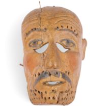 A 19th century carved and painted wood dance mask, Guanajuato (Mexico), H24cm