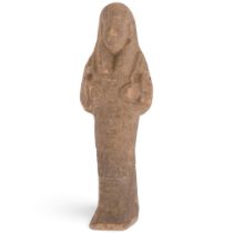 An Ancient Egyptian terracotta Shabti figure, with incised text, H12.5cm