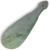 A New Zealand Maori greenstone pounamu mere paddle club, L33cm