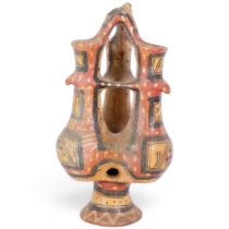 A Berber Kabyle pottery triple-bodied flask, Northern Algeria, H35cm