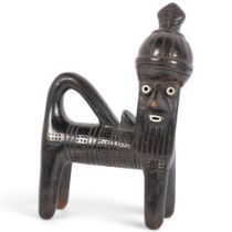 A West Africa black glaze terracotta novelty vessel, H28cm